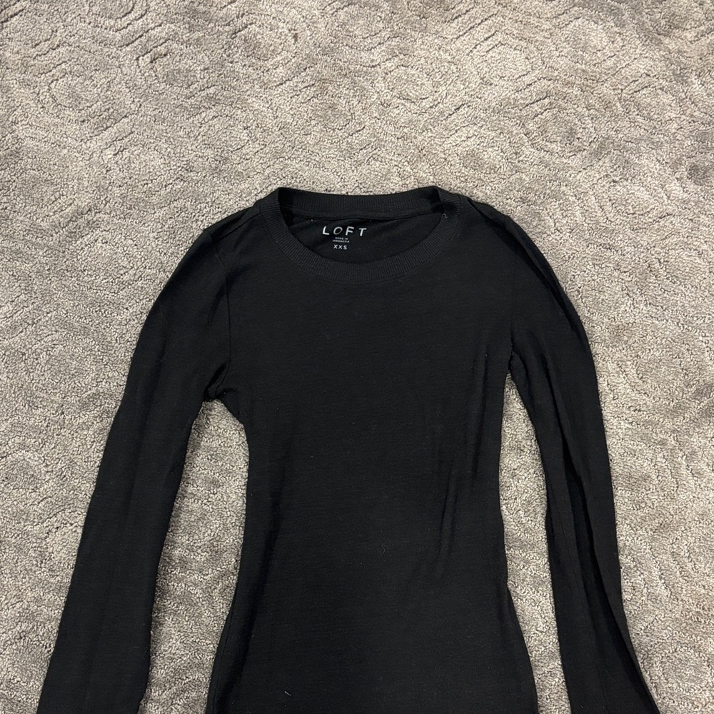 LOFT Black Long Sleeve Bodysuit